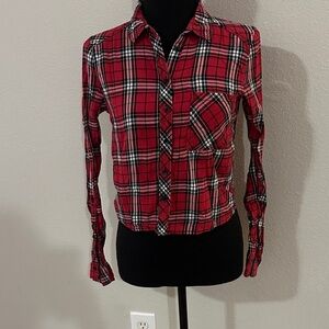 Divided Red and Black Plaid Shirt